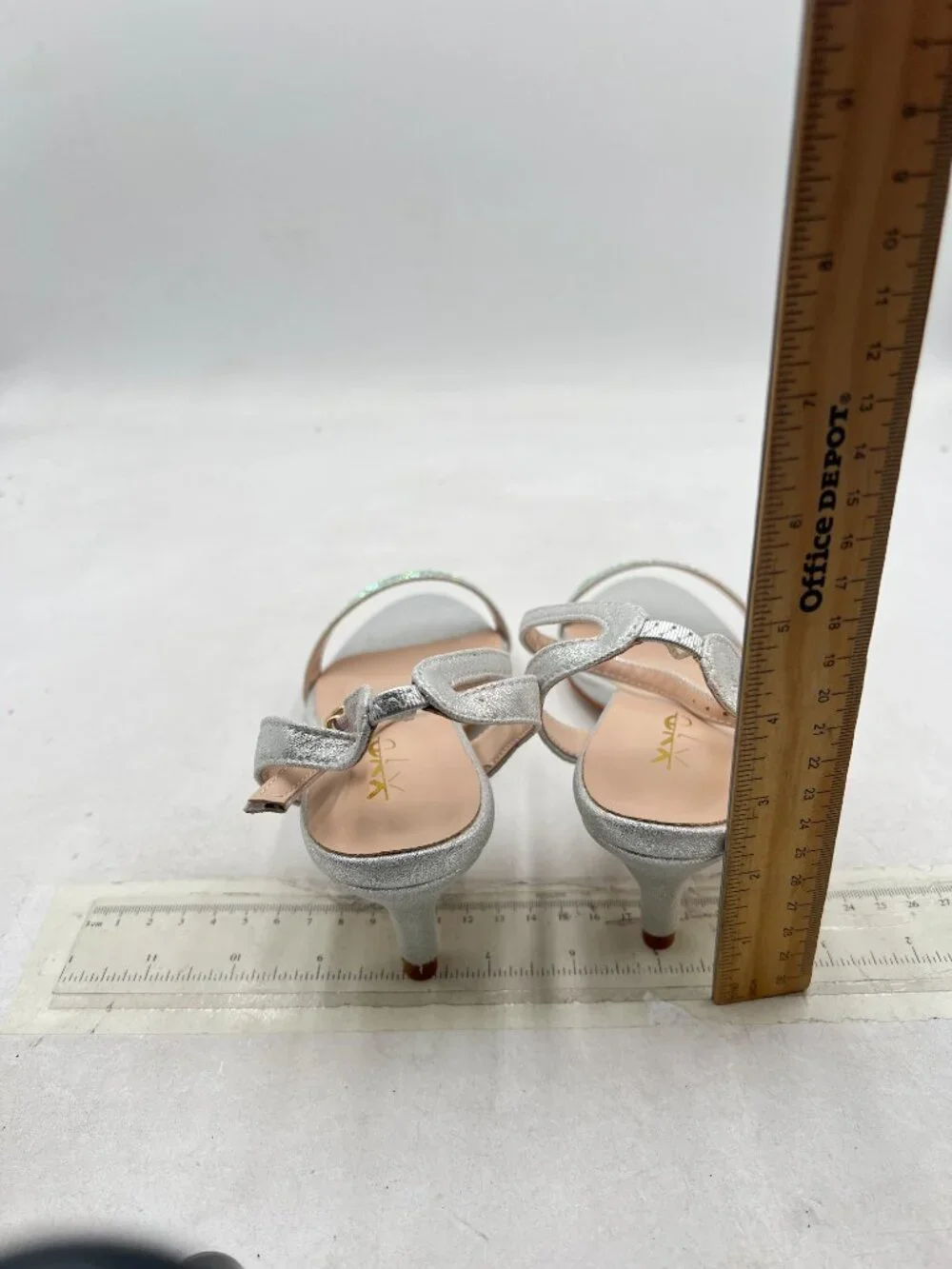 XYD Silver Open Toe Ankle Strap Sandals Wedding Kitten Heels Rhinestones Shoes